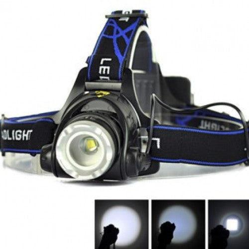 Flashlight Headlight 3Modes 2000 Lumen Portable Ultra Bright Zoomable LED Headlamp